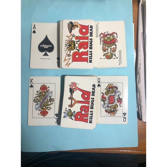 Vintage Johnson Wax - RAID Kill Bugs Dead-Playing Cards, Double Deck w/Case - Picture 4 of 4